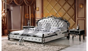 Pat clasic cu rama de lemn Velvet